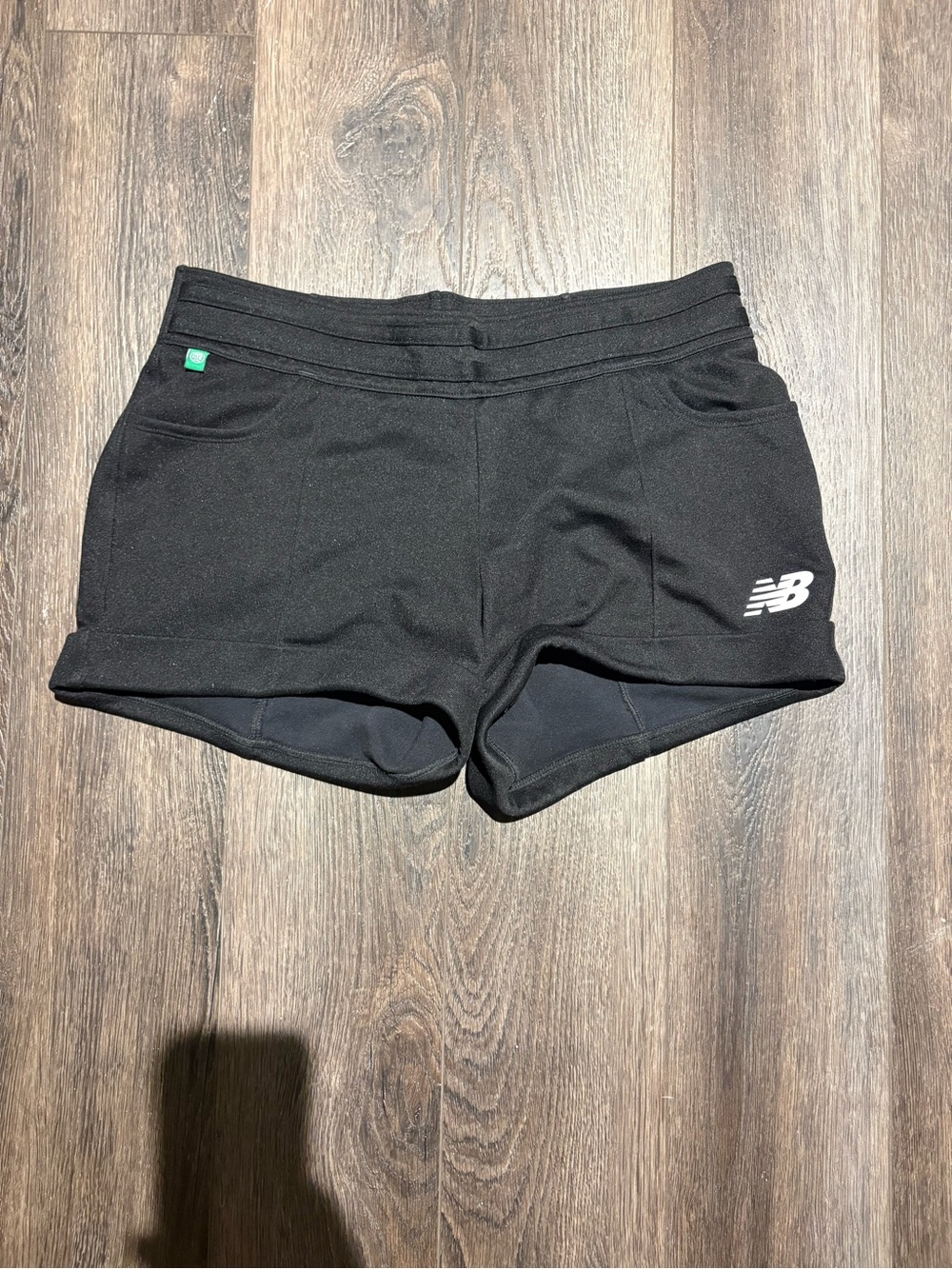 New Balance Women's Black Athletic Shorts with White Logo